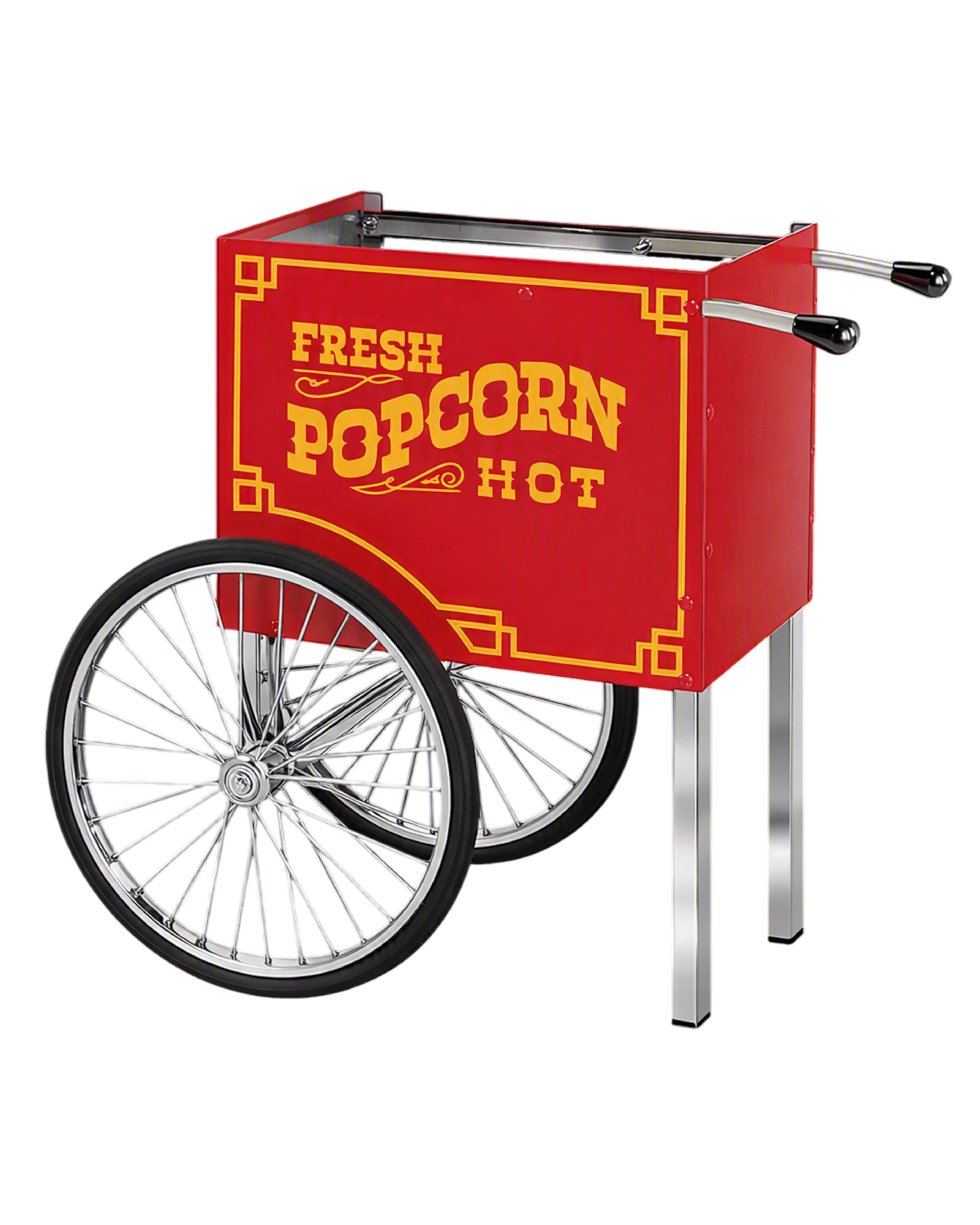 Cretors Antique Red Goldrush Two-Wheel Knock Down Wagon (Unassembled) (Chrome legs, handles and wheels)