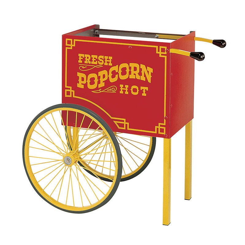 Cretors Antique Red Goldrush Two-Wheel Knock Down Wagon unassembled for holding the popcorn machine Goldrush with a fancy look