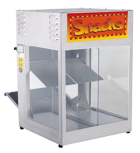 Cretors Bulk Warmer Cabinet for storing snacks like nachos and crackers, and keeping them warm.