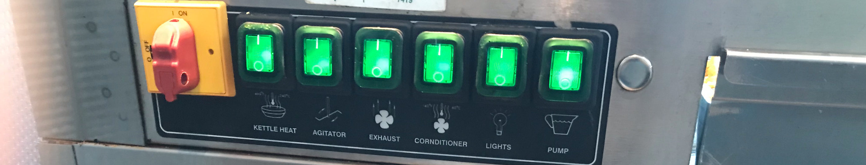 This image shows the control panel of a popcorn machine. We, Supreme Entertainment Ltd., provide repair service for machines, like popcorn machines and cotton candy machines.